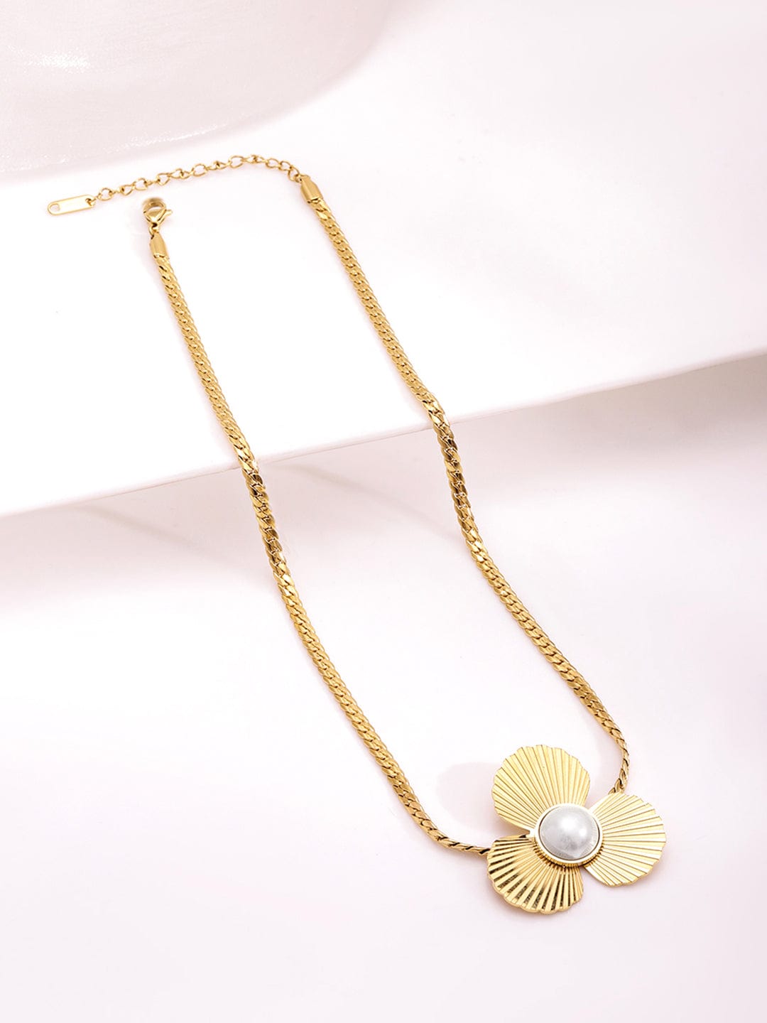 Rubans 18K Gold Plated Stainless Steel Tarnish Free Waterproof Demi-Fine Floral Necklace