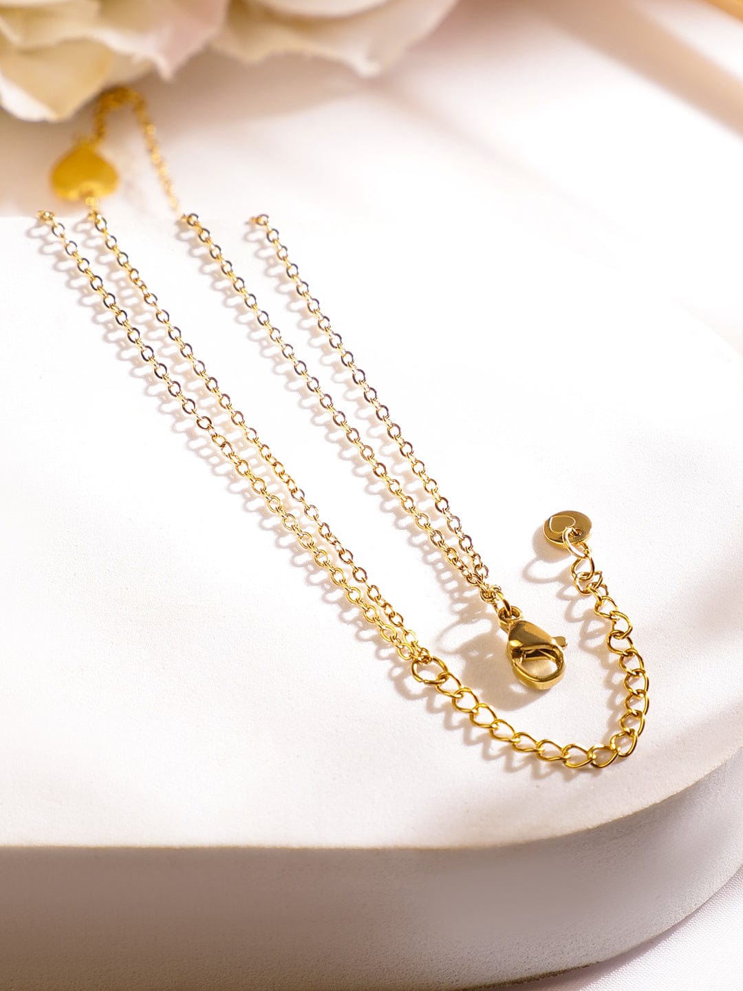 Rubans 18K Gold-Plated Stainless Steel Tarnish-Free Waterproof DoubleLayer Heart Necklace