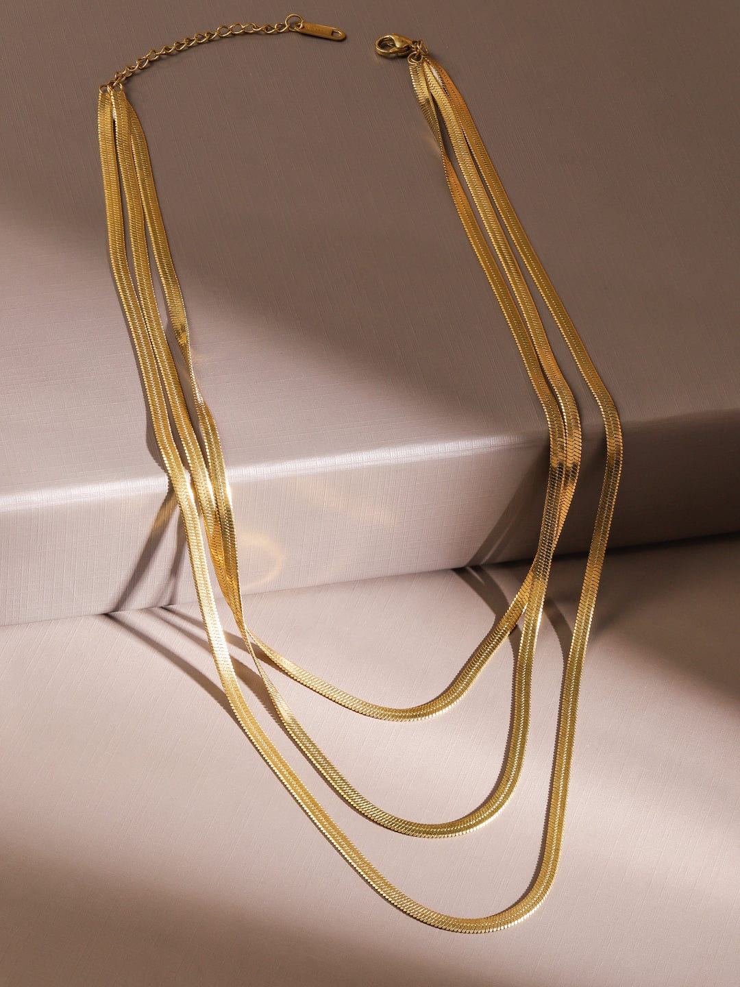 Rubans 18K Gold-Plated Stainless Steel Tarnish-Free Waterproof Multi-Layer Snake Necklace