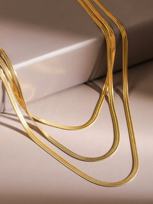 Rubans 18K Gold-Plated Stainless Steel Tarnish-Free Waterproof Multi-Layer Snake Necklace