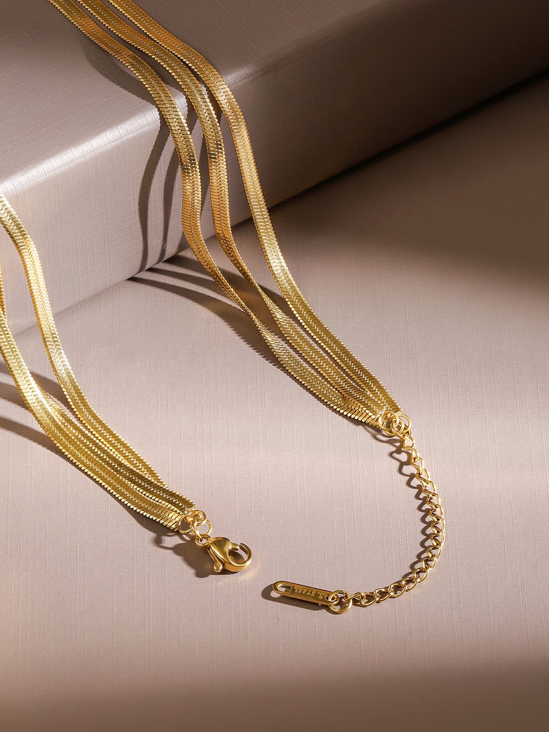 Rubans 18K Gold-Plated Stainless Steel Tarnish-Free Waterproof Multi-Layer Snake Necklace