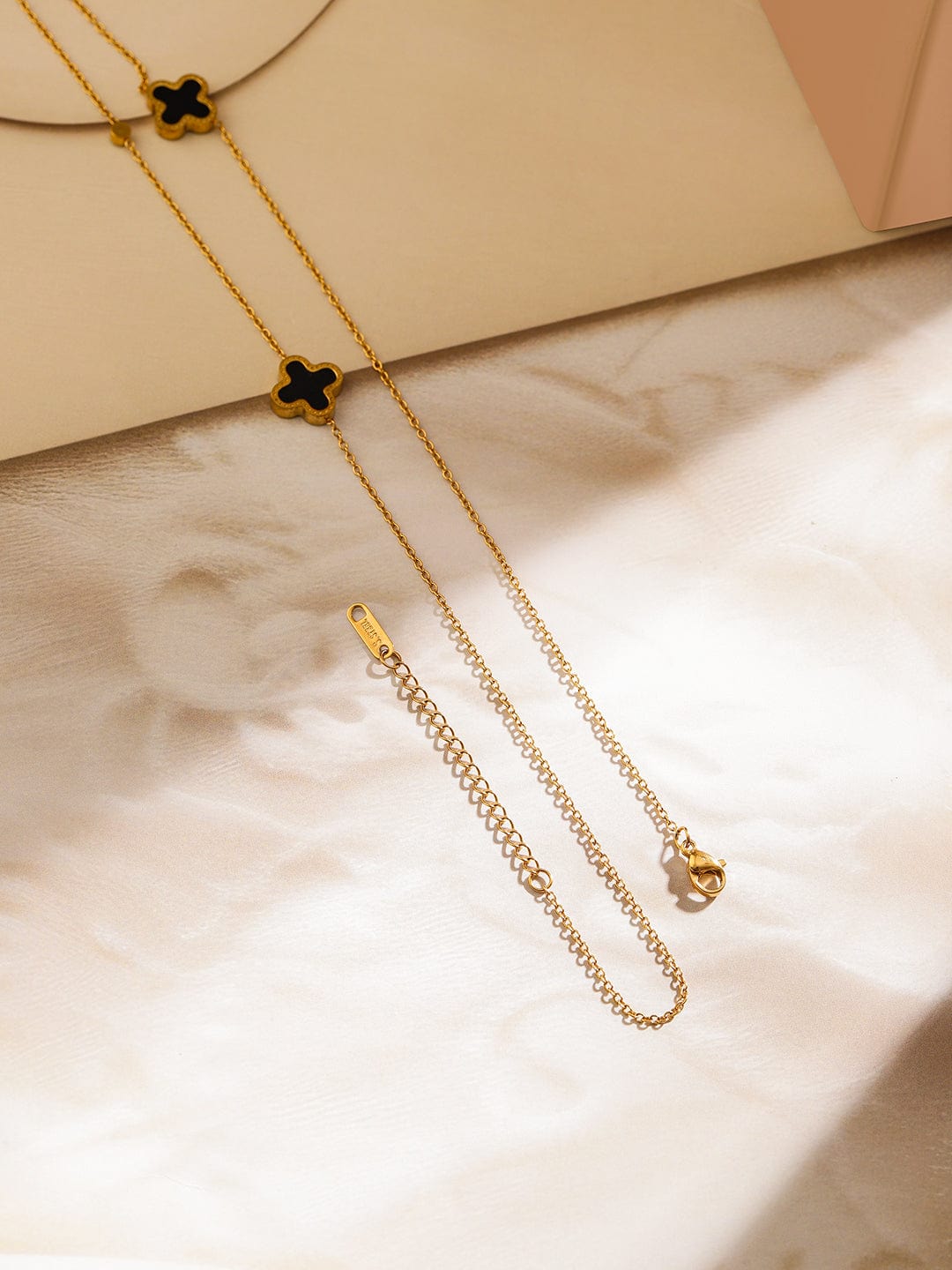 Rubans 18K Gold-Plated Stainless Steel Tarnish-Free Waterproof Multicolor Clover Necklace