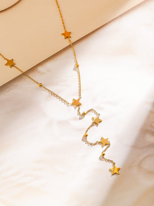 Rubans 18K Gold-Plated Stainless Steel Tarnish-Free Waterproof Star Charm Layered Necklace