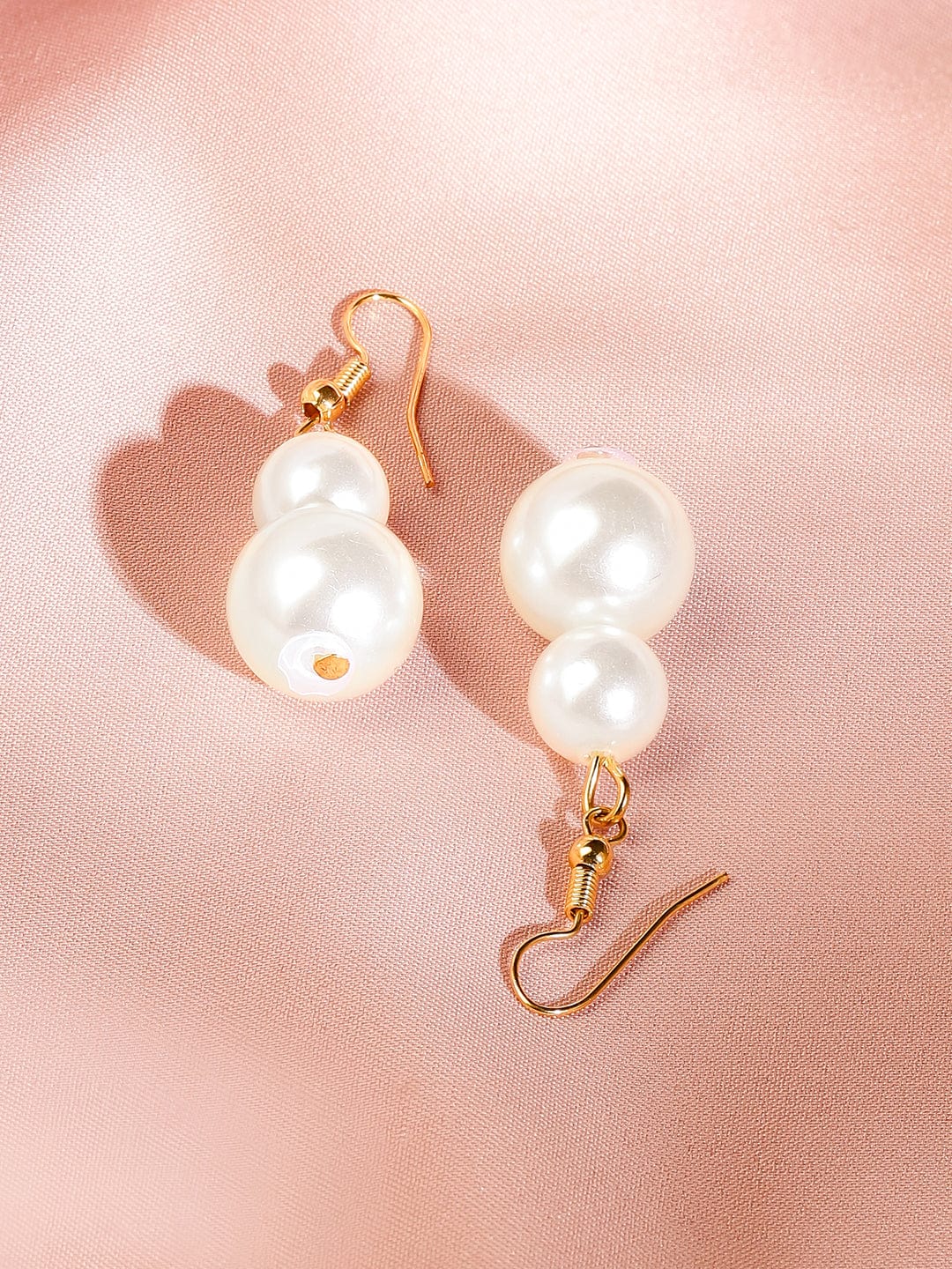 Rubans 18K Gold-Toned Plated Handcrafted Glossy White Pearl Multi-Layer Necklace Set