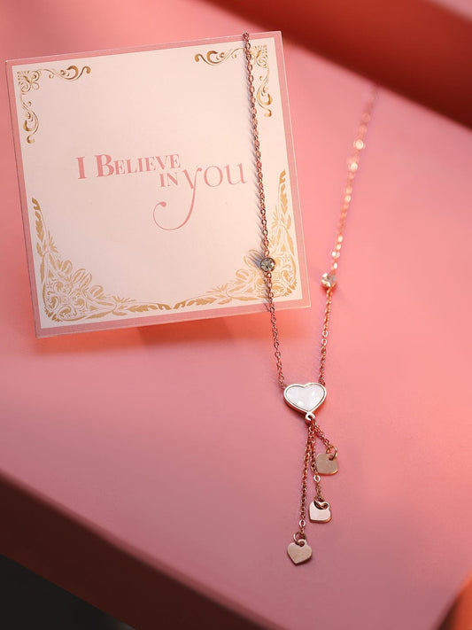 Rubans 18K Rose Gold-Plated Heart Charm Layered Necklace