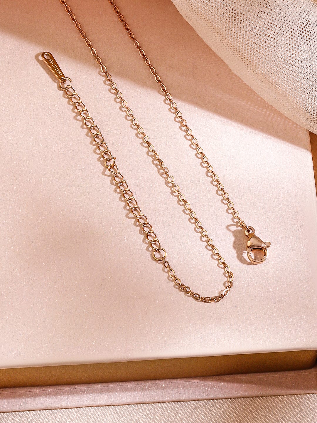 Rubans 18K Rose Gold-Plated Heart-Shaped Cubic Zirconia Studded Pendant Necklace
