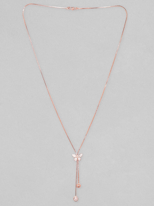 Rubans Rose Gold  White Brass Rose Gold-Plated Necklace