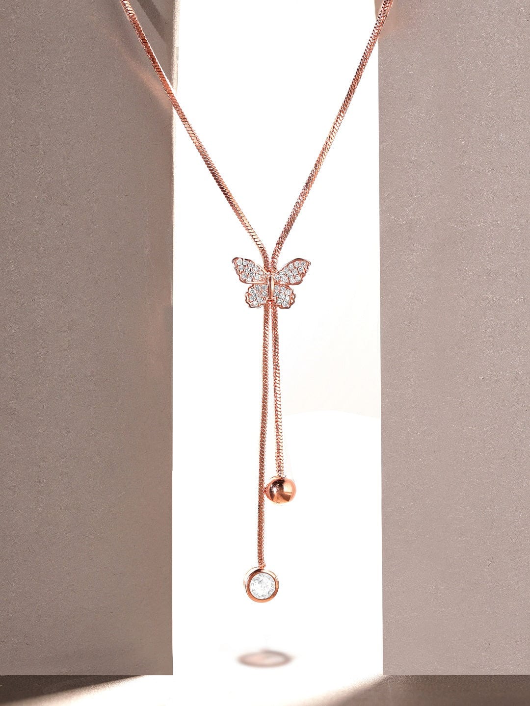 Rubans Rose Gold  White Brass Rose Gold-Plated Necklace
