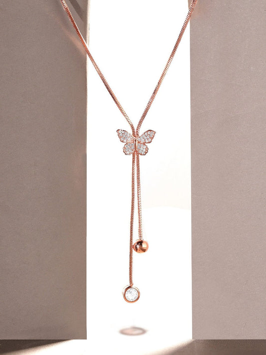 Rubans Rose Gold  White Brass Rose Gold-Plated Necklace