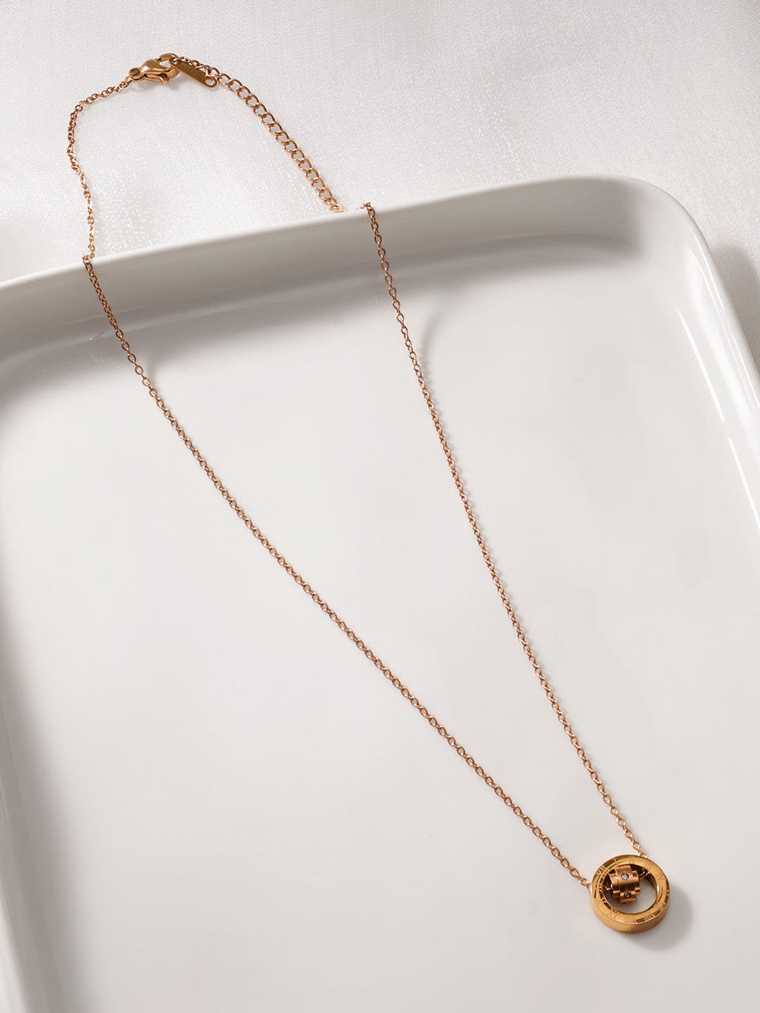 Rubans 18K Rose Gold-Plated Stainless Steel Tarnish-Free Waterproof Charm Pendant Necklace