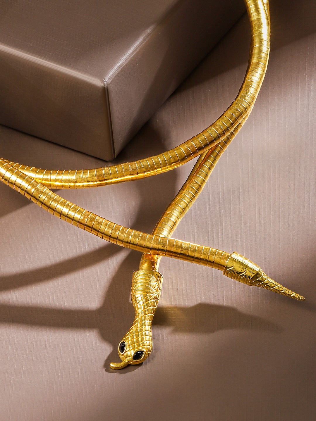 Rubans 22K Gold Plated Bold Snake Motif Wrap Statement Necklace Demi Fine & Luxe