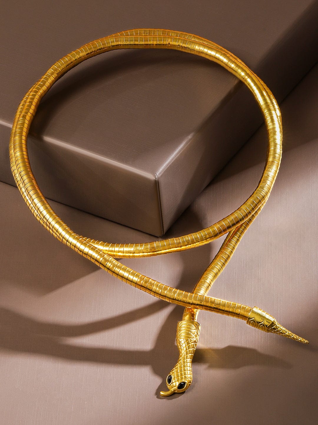 Rubans 22K Gold Plated Bold Snake Motif Wrap Statement Necklace Demi Fine & Luxe