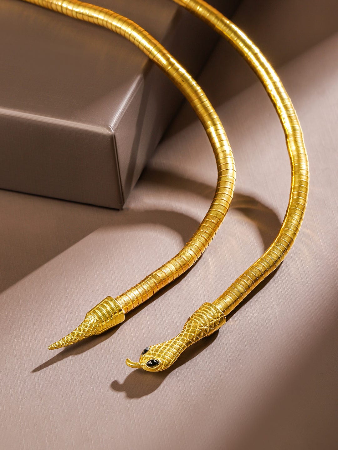 Rubans 22K Gold Plated Bold Snake Motif Wrap Statement Necklace Demi Fine & Luxe