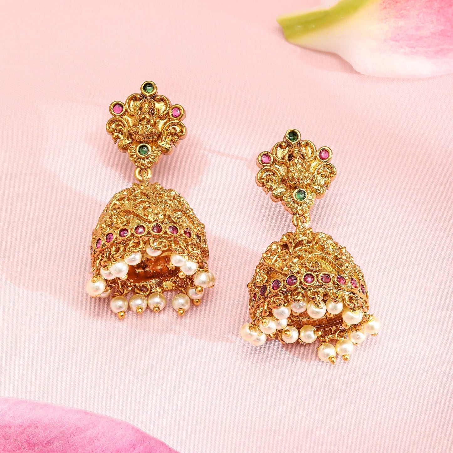Rubans 22K Gold-Plated Cubic Zicronia Divin Lakshmi Temple Necklace Set