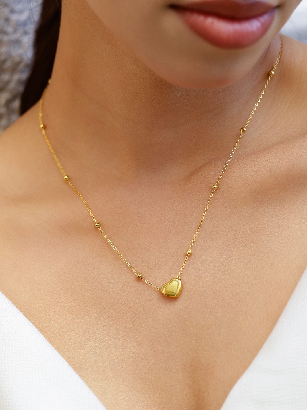 Rubans 22K Gold-Plated Heart Pendant Necklace RW19N408016