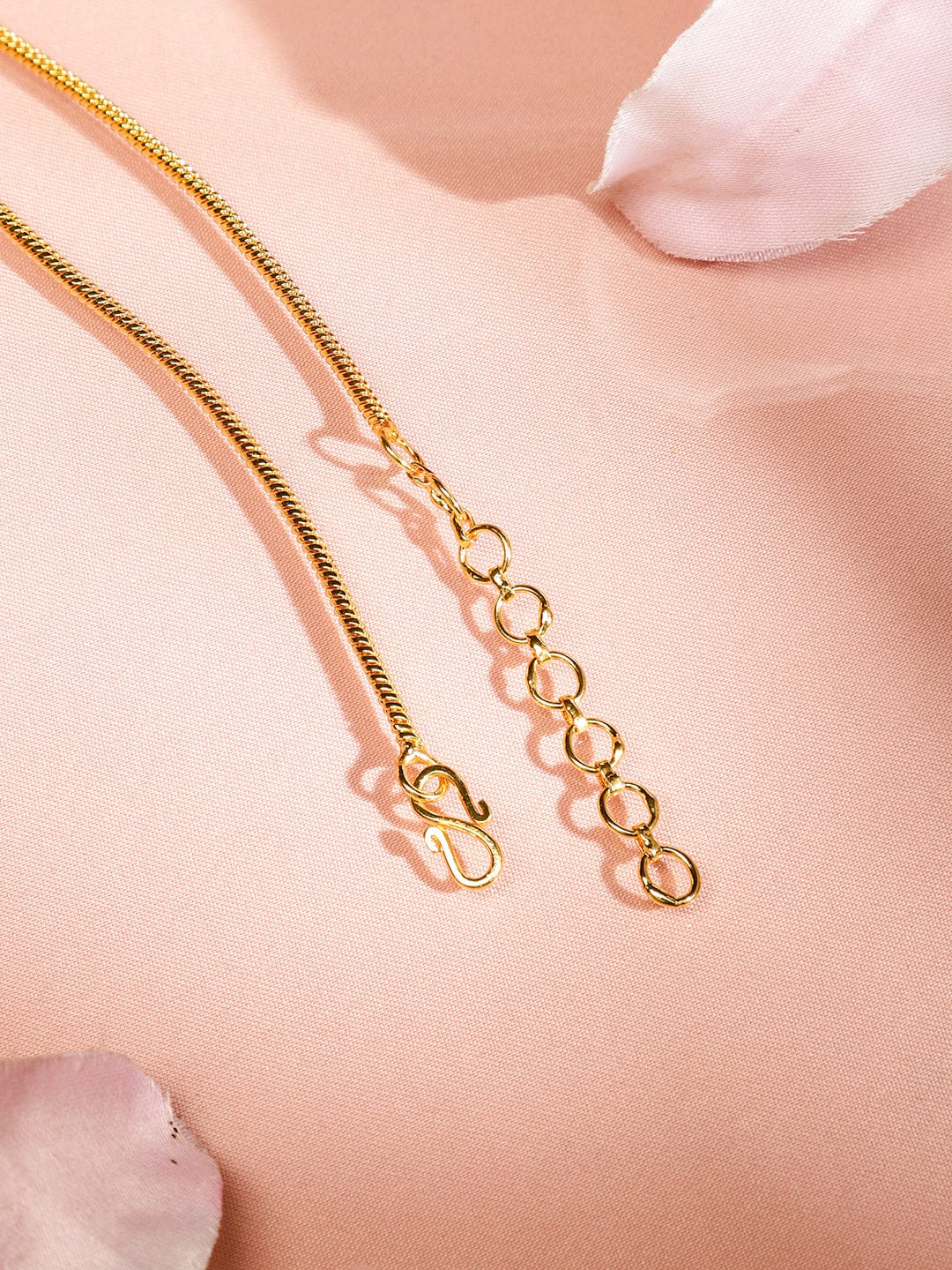 Rubans 22K Gold-Plated Sleek Chain Necklace with Cubic Zirconia Encrusted Beaded Accents