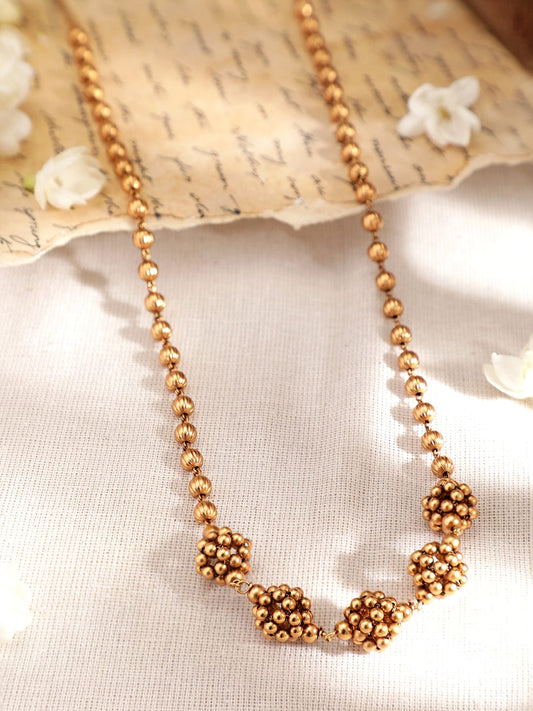 Rubans 24 K Gold-Plated Handcrafted Gold Beaded Matar Mala Style Necklace