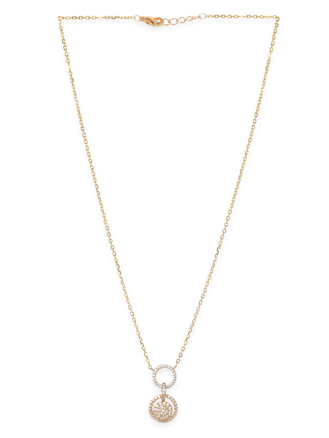 Rubans 925 Silver 18K Gold Plated Zirconia Studded Minimal Pendant Necklace