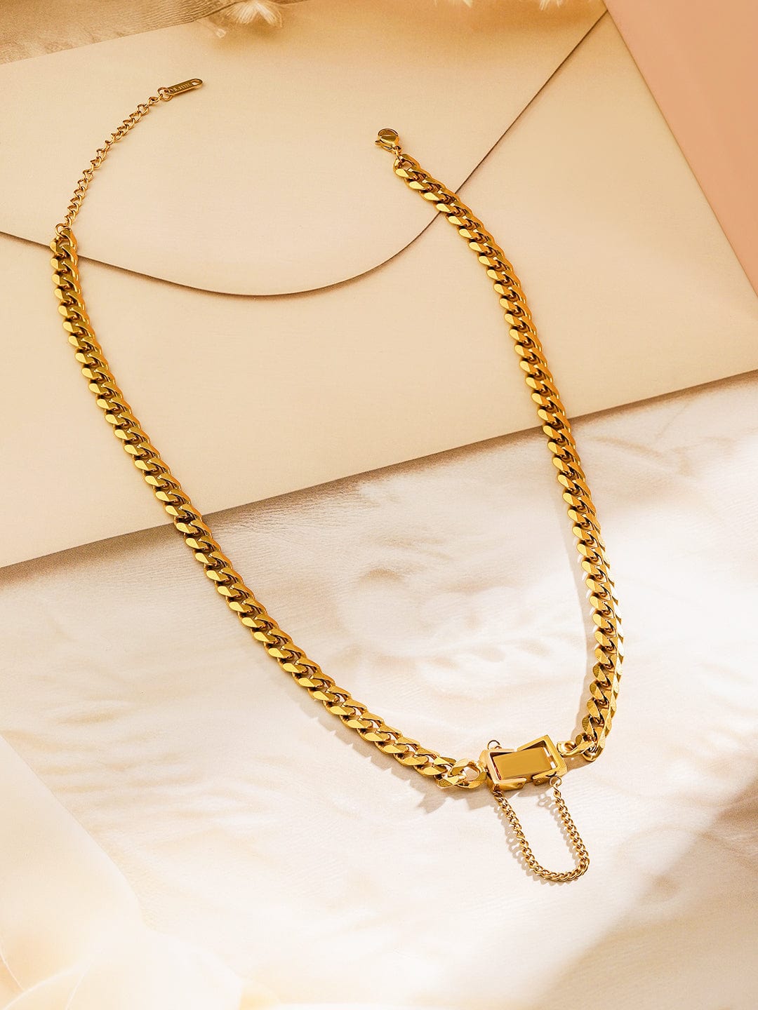 Rubans Bold 18K Gold-Plated Stainless Steel Tarnish-Free Waterproof Cuban Chain Necklace