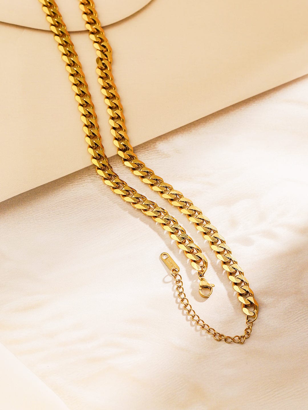 Rubans Bold 18K Gold-Plated Stainless Steel Tarnish-Free Waterproof Cuban Chain Necklace