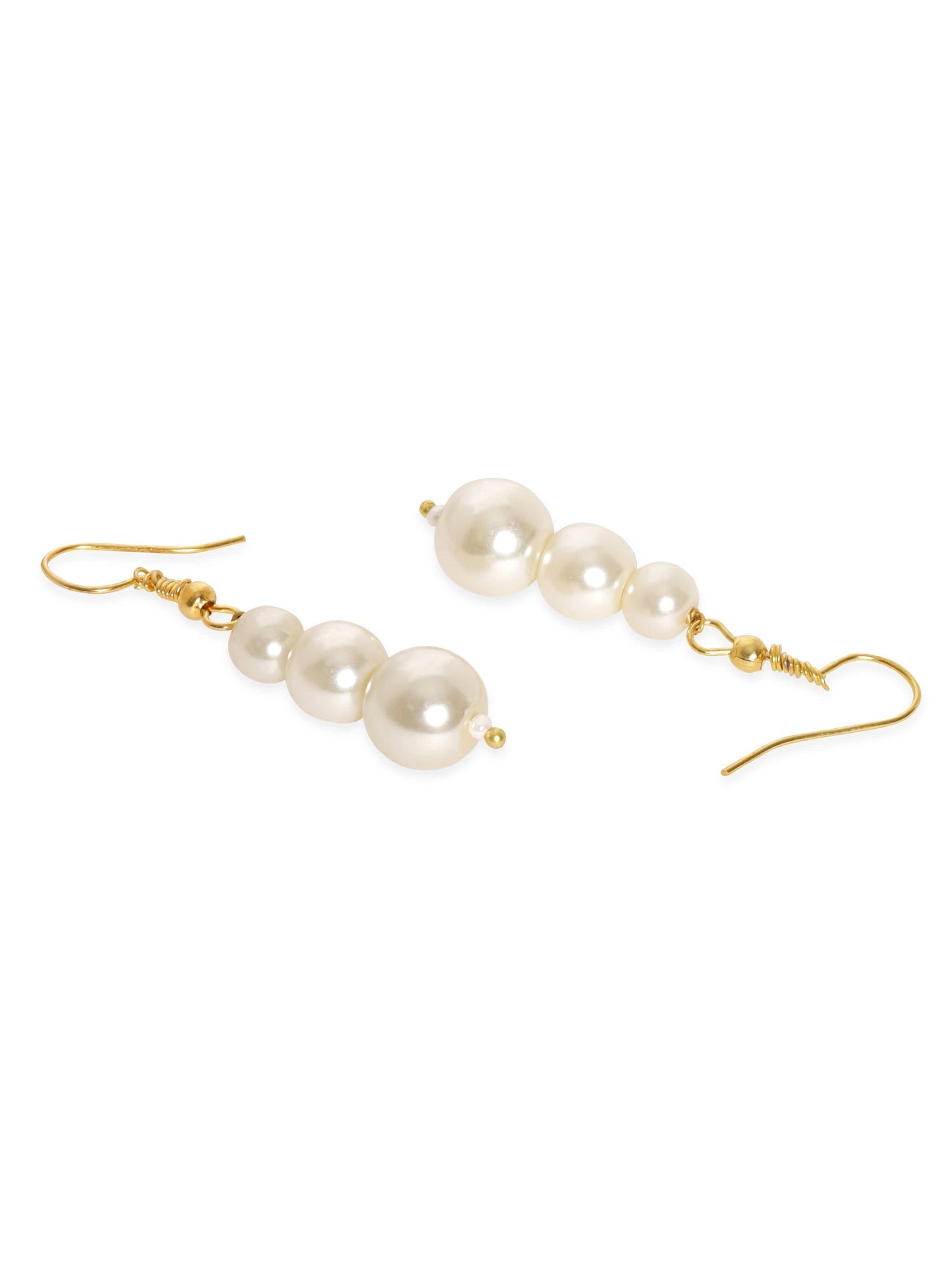 Rubans Cream Tri Layer Pearl Beaded Choker Necklace Set