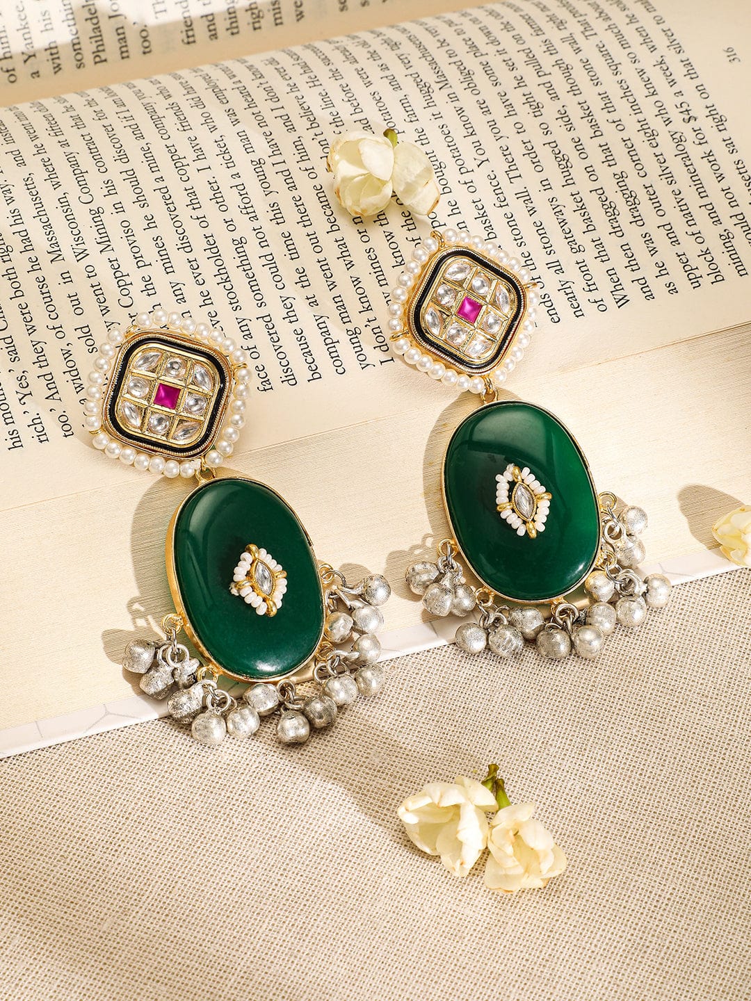 Rubans Dual Plated Kundan-Studded & Beaded Necklace and Earrings