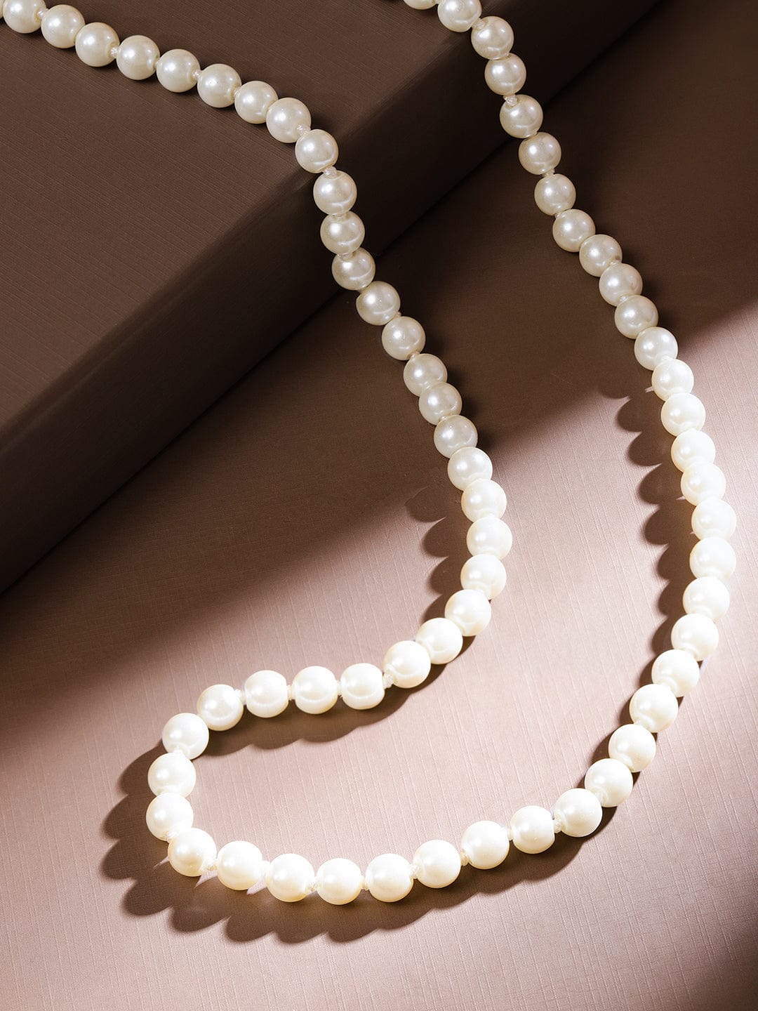Rubans Glossy White Pearl Multi Layered Necklace Statement Jewelry