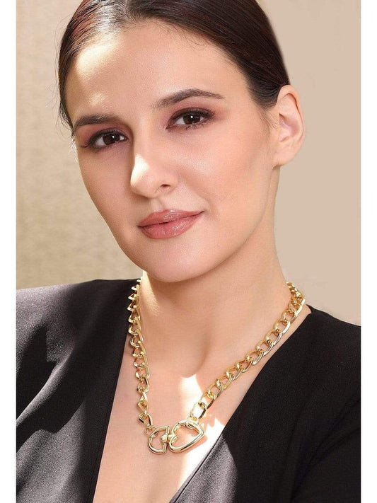Rubans Gold Plated Handcrafted Heart Shape Interlinked  Chain Necklace