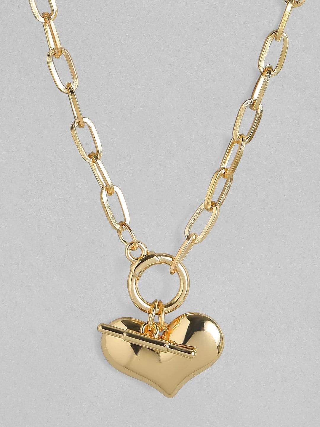 Rubans Gold Plated Handcrafted Heart Shape Interlinked  Chain Necklace