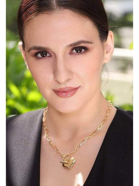 Rubans Gold Plated Handcrafted Heart Shape Interlinked  Chain Necklace