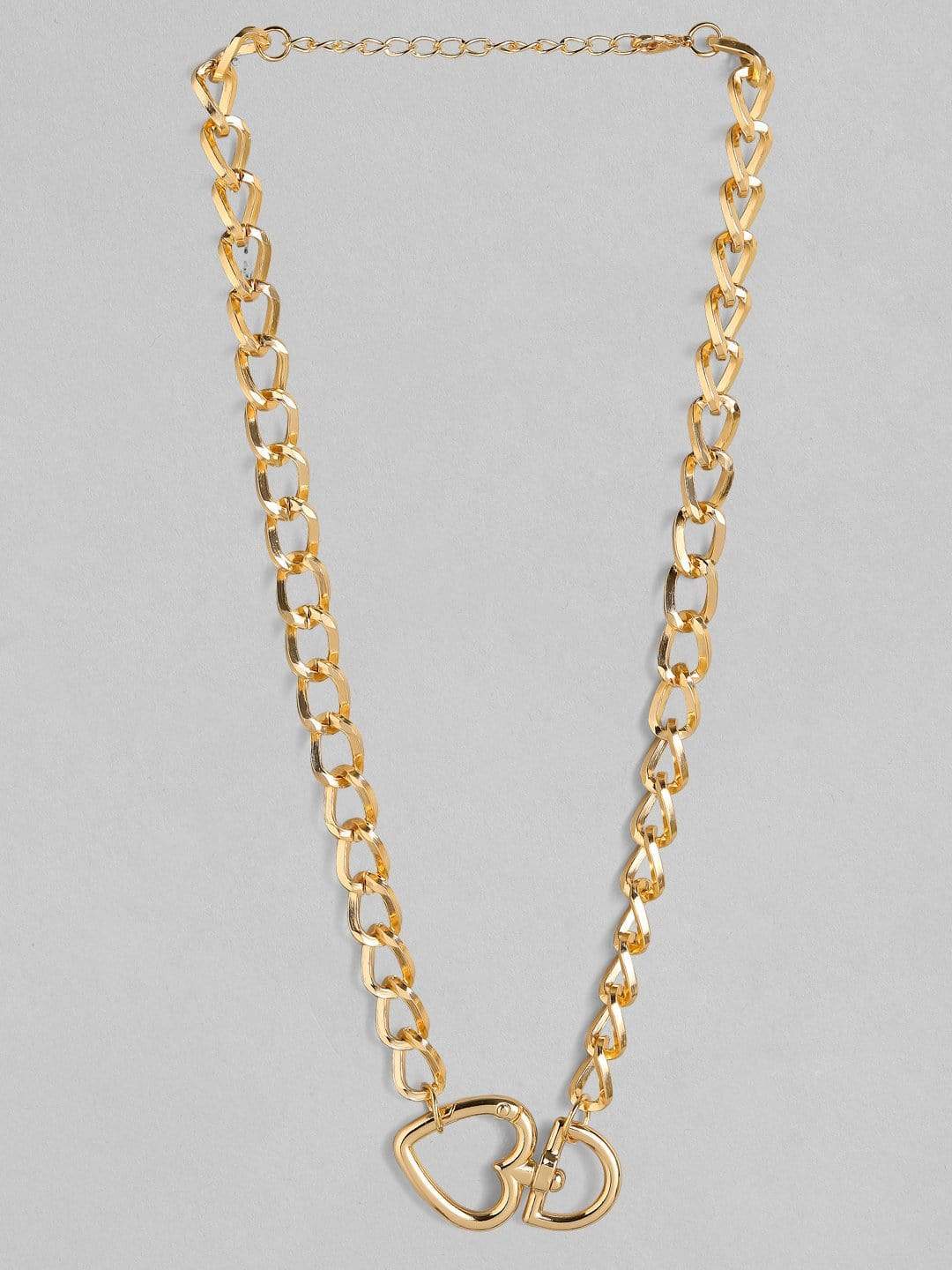 Rubans Gold Plated Handcrafted Heart Shape Interlinked  Chain Necklace