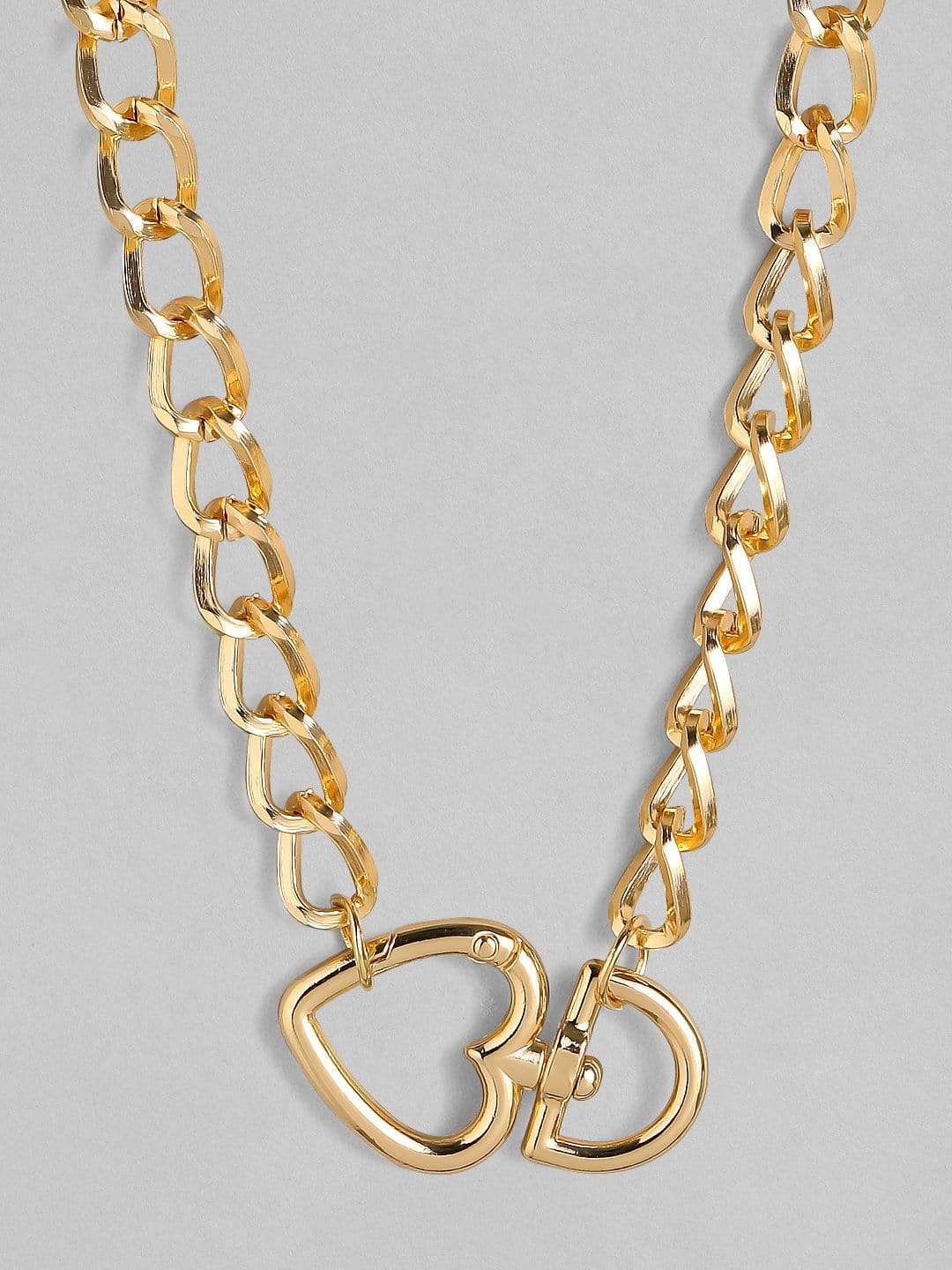 Rubans Gold Plated Handcrafted Heart Shape Interlinked  Chain Necklace