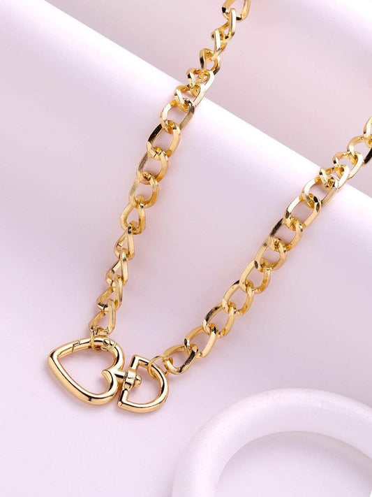 Rubans Gold Plated Handcrafted Heart Shape Interlinked  Chain Necklace