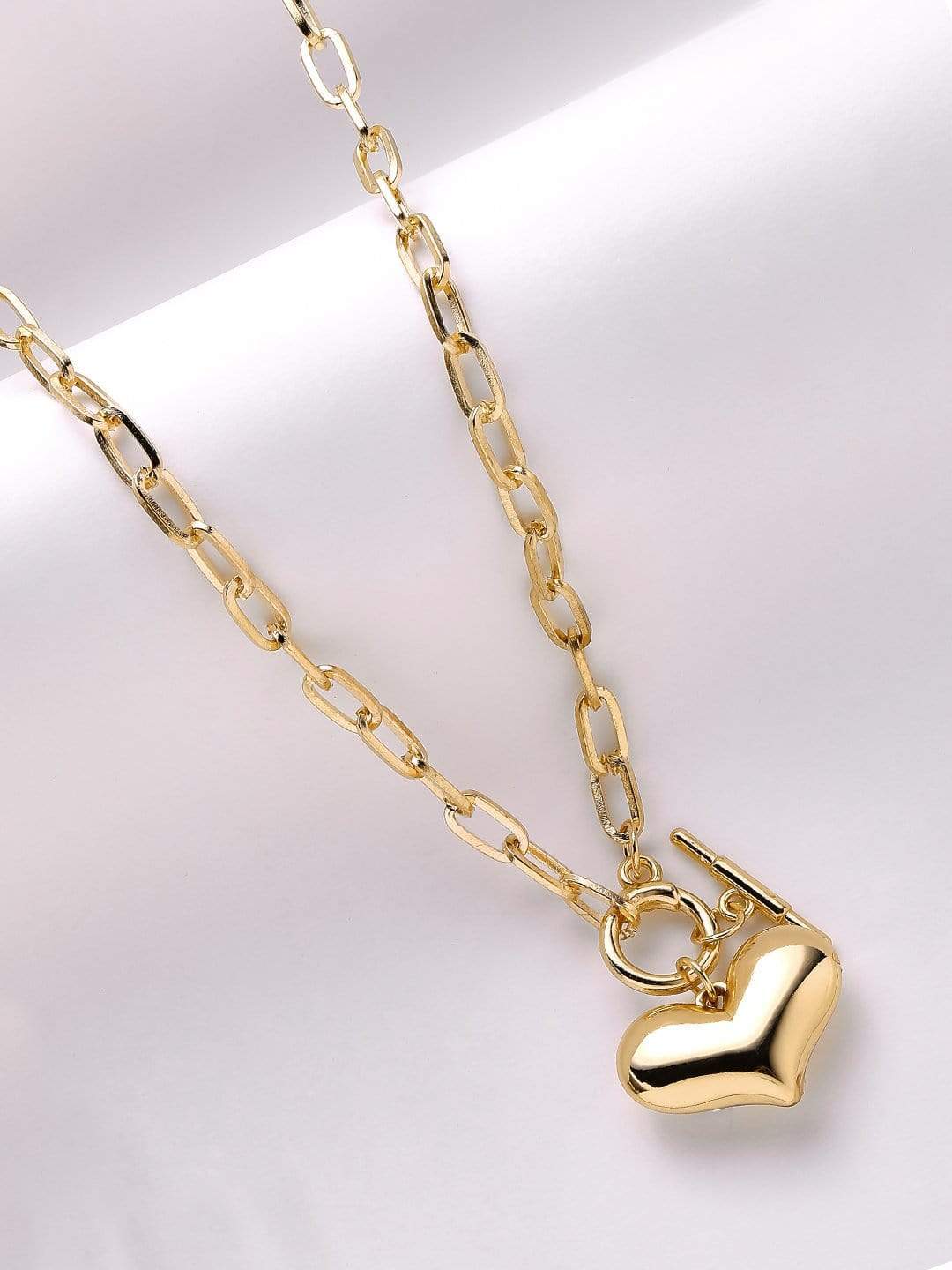 Rubans Gold Plated Handcrafted Heart Shape Interlinked  Chain Necklace