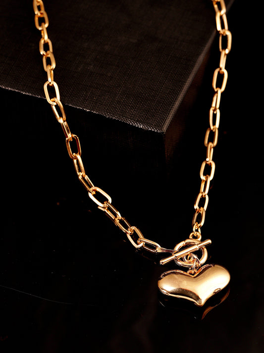 Rubans Gold Plated Handcrafted Heart Shape Interlinked  Chain Necklace