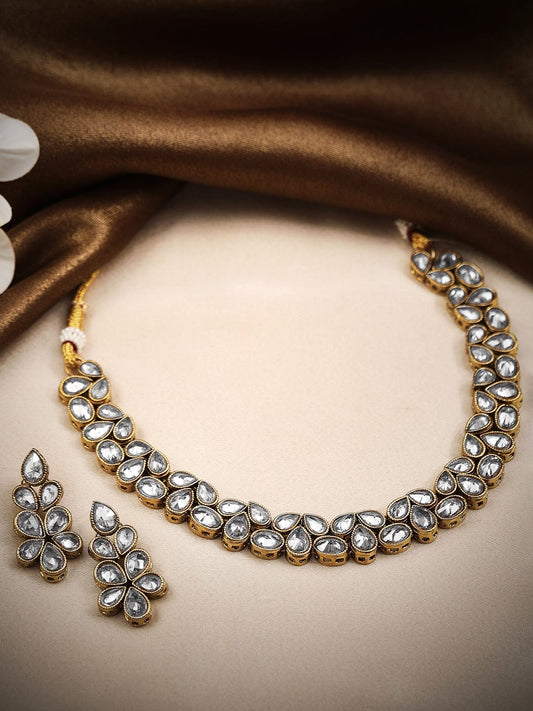 Rubans Gold-Plated Indian Traditional Kundan Necklace Set