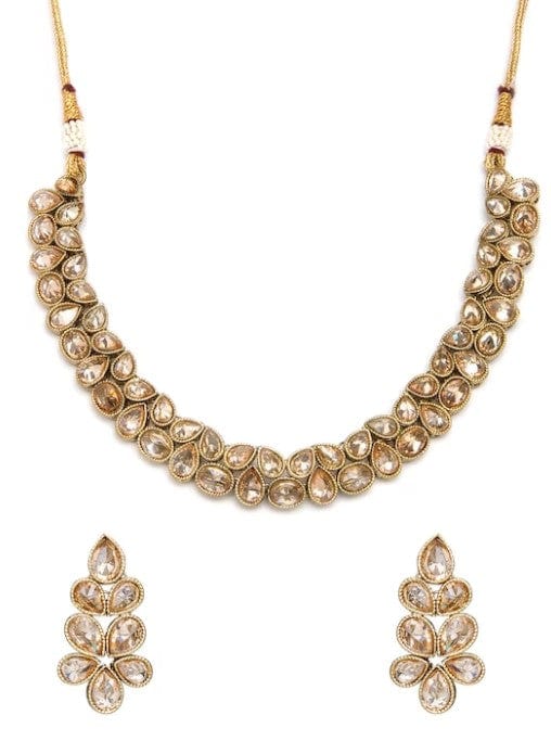 Rubans Gold-Plated Indian Traditional Kundan Necklace Set