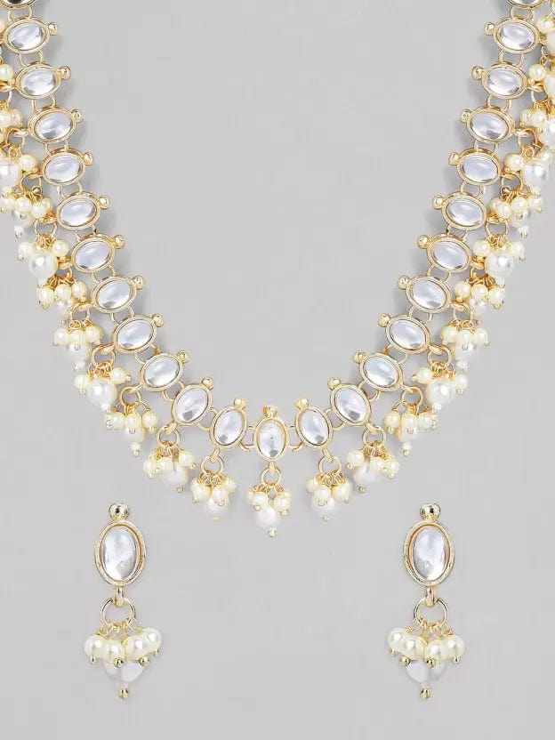 Rubans Gold Plated Kundan Delicate Necklace Set