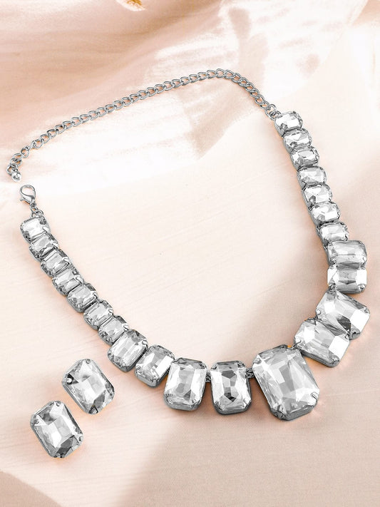 Rubans Gold-Plated Zirconia Studded Necklace Set