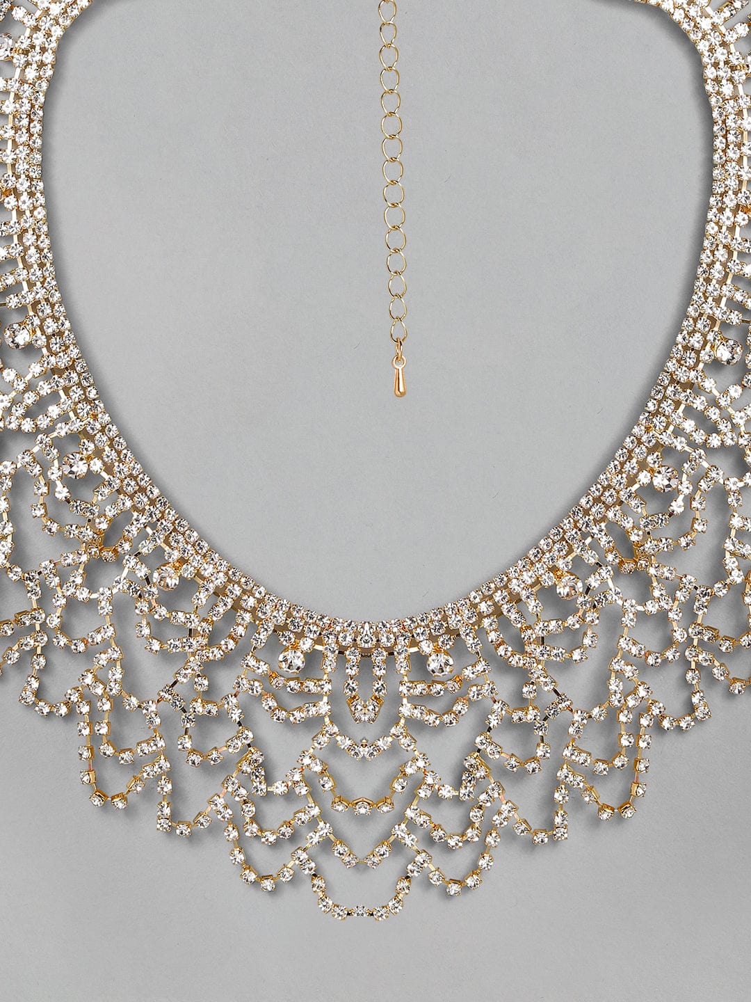 Rubans Gold Toned Handcrafted Zircon Stone Necklace