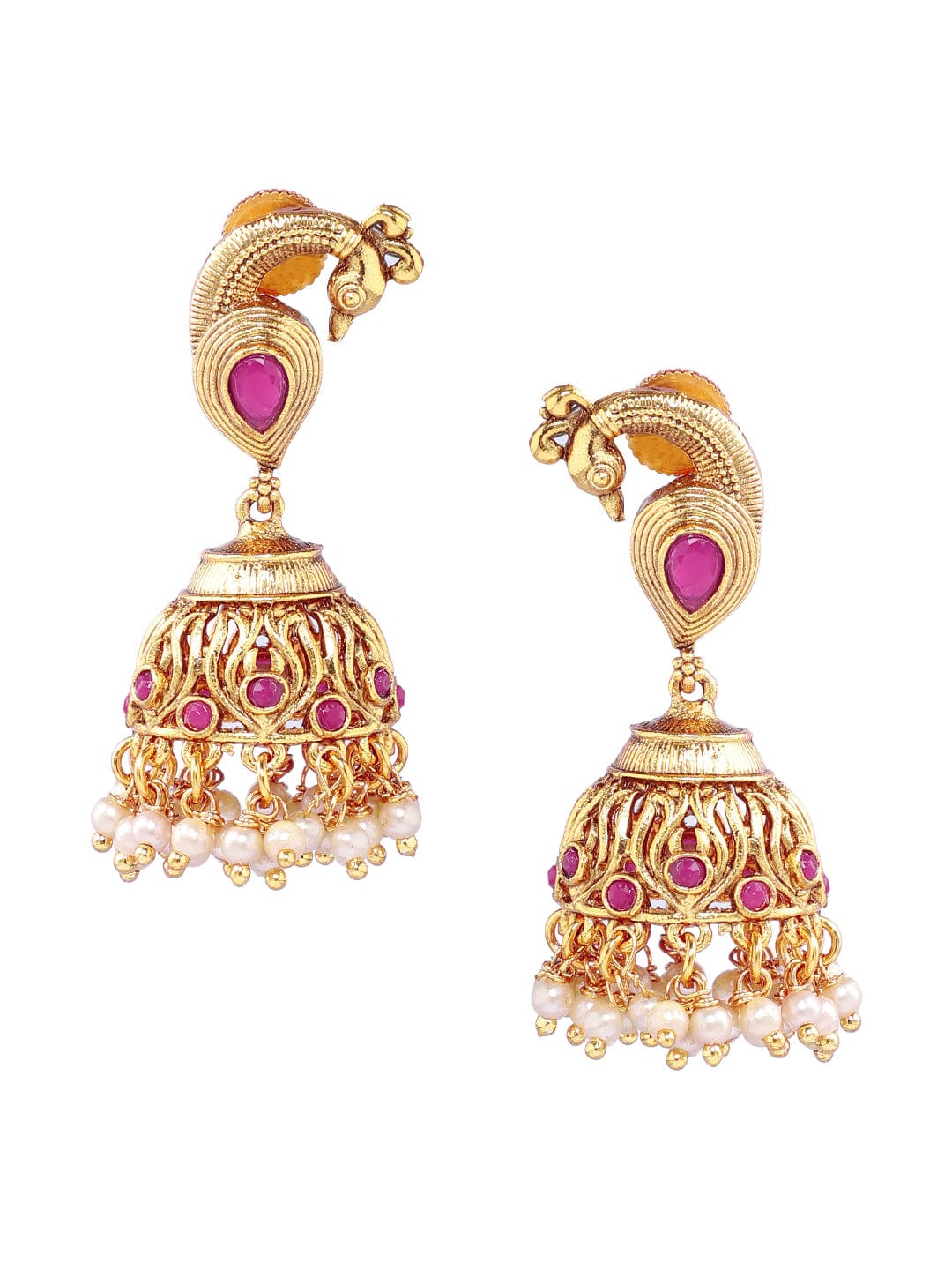 Rubans Gold Toned Peacock Embellished Necklace Set