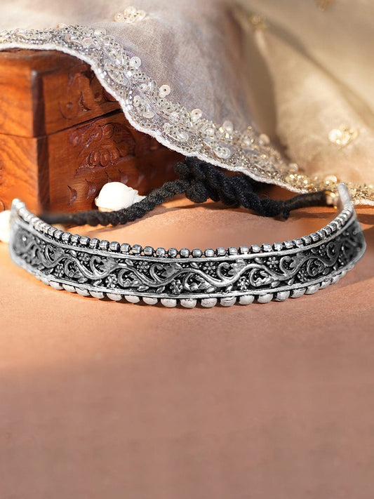 Rubans Oxidised Silver-Plated Antique Choker Necklace