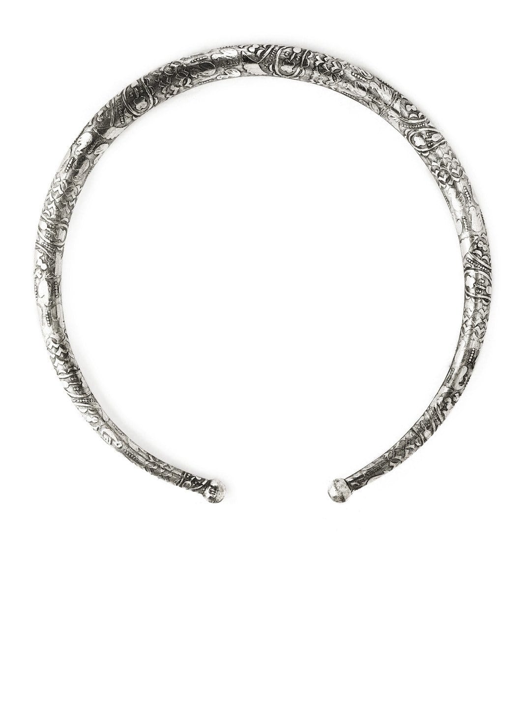 Rubans Oxidized Silver Plated Floral and Geometric Design Statement Choker Necklace