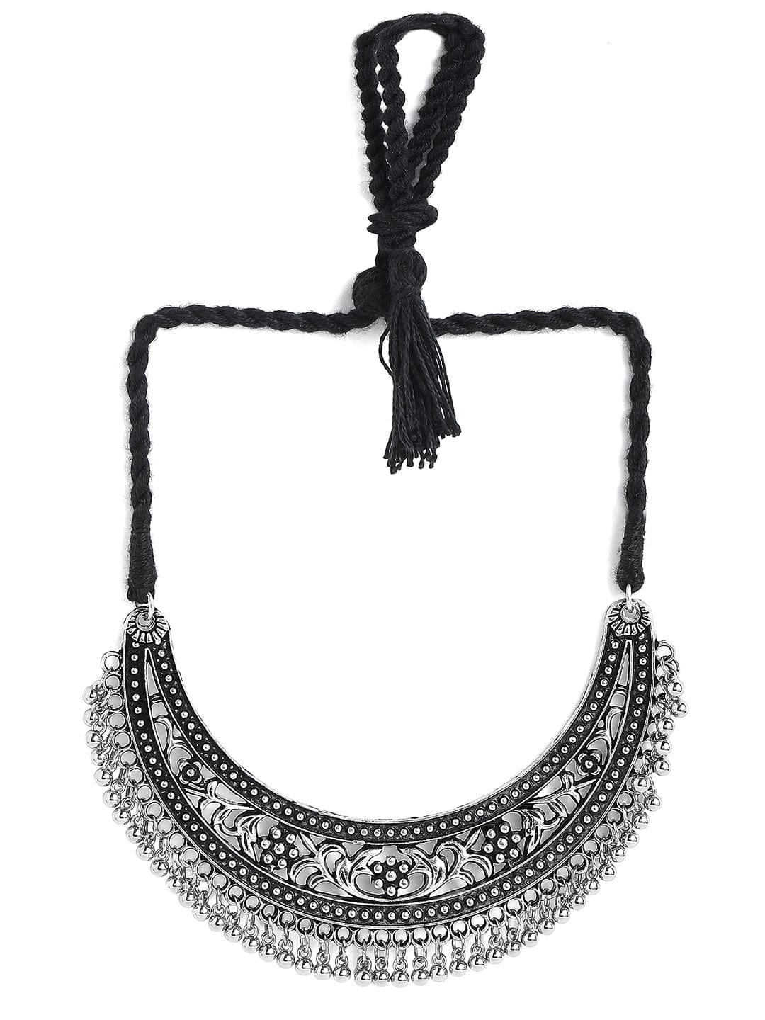 Rubans Oxidised Silver Plated Handcrafted Filligree Necklace