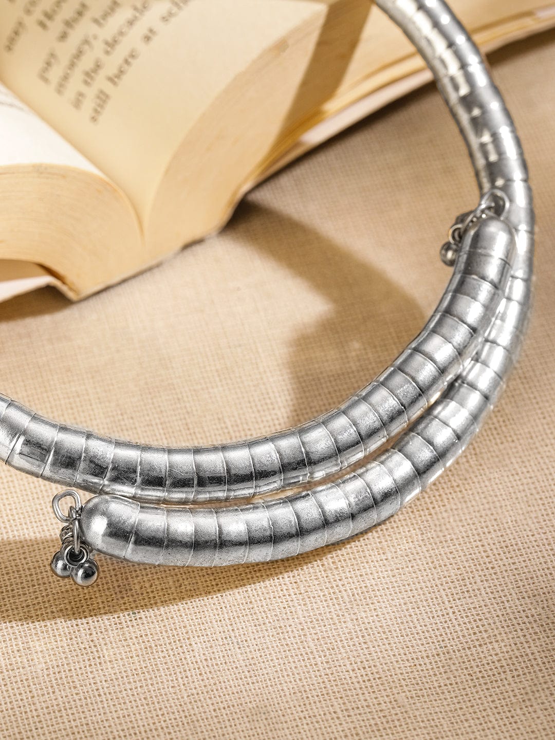 Rubans Oxidized Silver-Plated Shell Design Statement Choker Necklace for Women