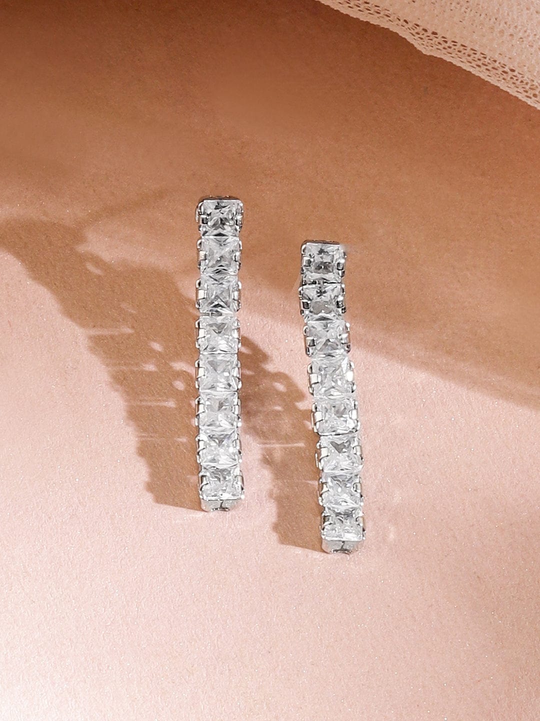 Rubans Rhodium-Plated Cubic Zirconia Studded Statement Necklace Set