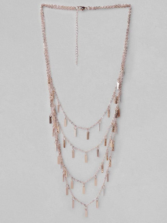 Rubans Rose Gold Plated Handcrafted Multi Layer Necklace