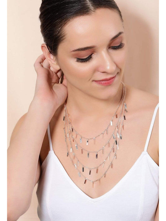 Rubans Rose Gold Plated Handcrafted Multi Layer Necklace