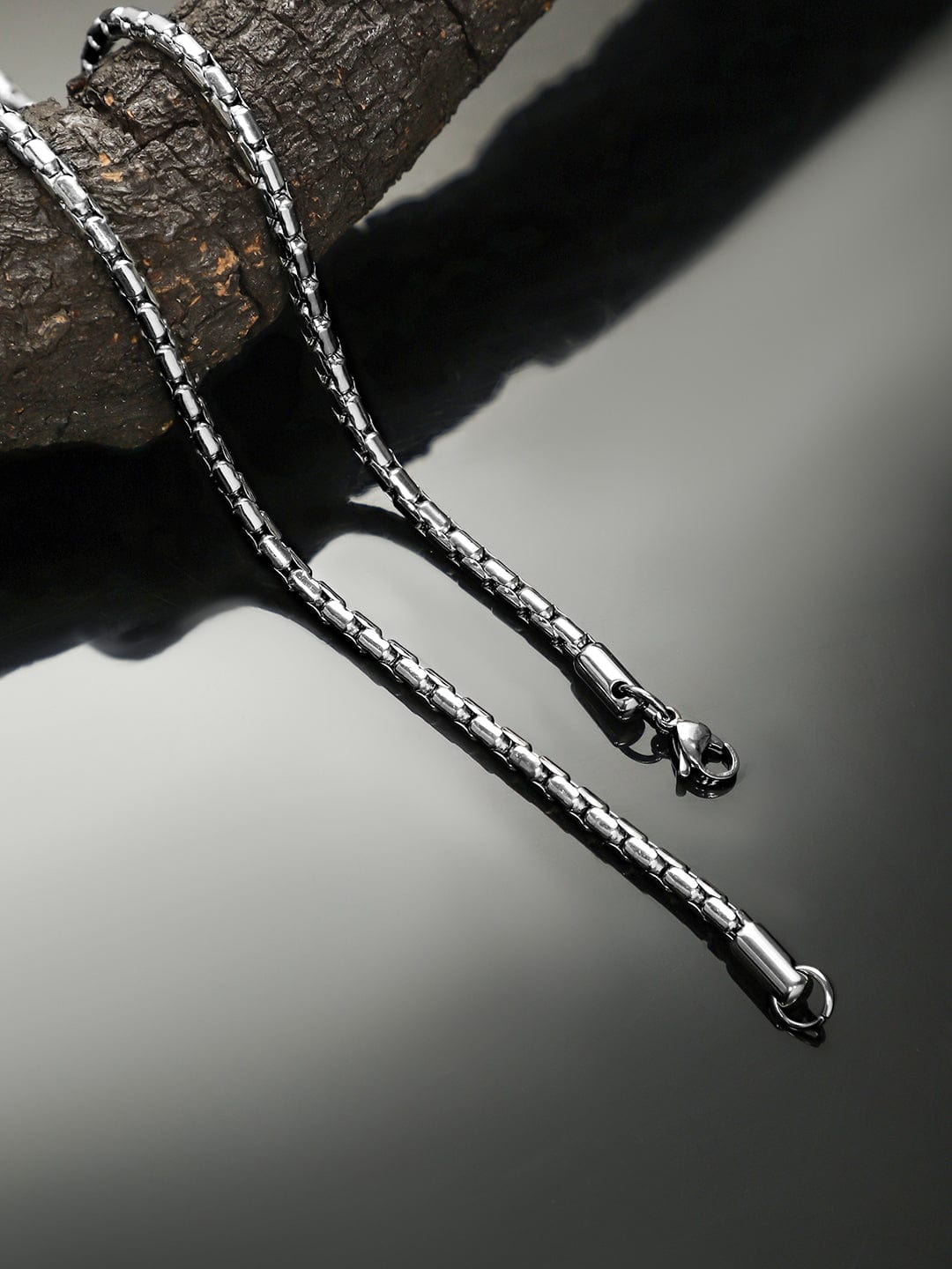 Rubans Silver-Plated Box Chain Necklace for Men – Sturdy & Bold Statement Piece