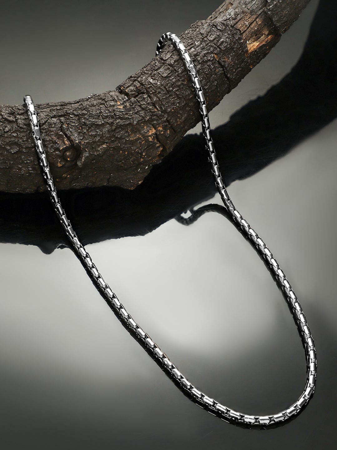 Rubans Silver-Plated Box Chain Necklace for Men – Sturdy & Bold Statement Piece